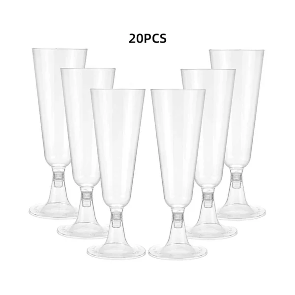 20Pcs Plastic Disposable Clear Champagne Cocktail Glasses Wine Cups Birthday Party Wedding Anniversary Festival Drinkware - Image 5