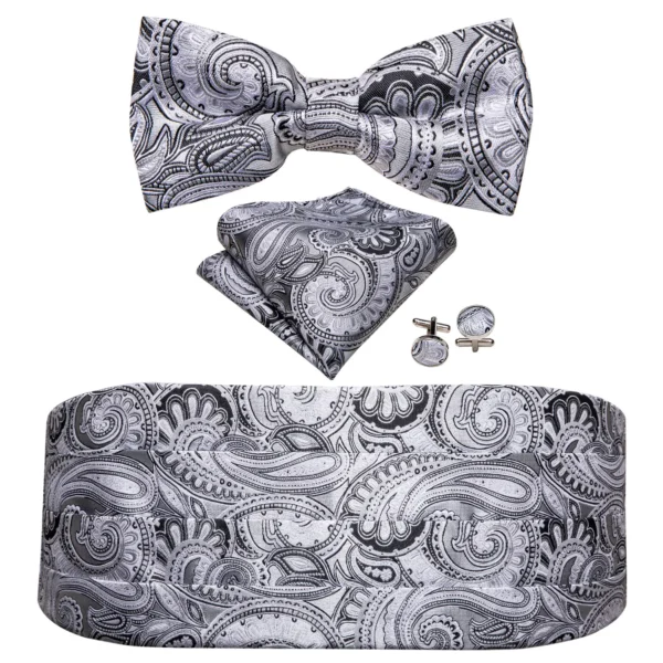 Wedding Red Silk Cummerbund For Men Exquisite Paisley Bowtie Handkerchief Cufflinks Sets Groom Party Business Barry.Wang 1070 - Image 19