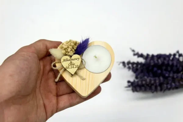 Personalized Wood Heart Candle Holder,Personalized Wedding Candle,Wooden Tealight Holder,Wedding Favors for Guests,Favors Heart - Image 4