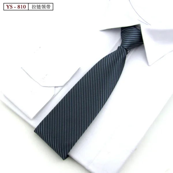 Formal 8CM Korean Zipper Tie for Men's Business Stripe Professional Dress Groom Wedding Tie - Image 18