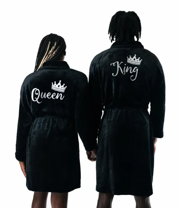 Couple Plush Bathrobes Customized His and Hers Bathrobes Wedding Gifts Personalized Bathrobe King and Queen Robes Bridal Shower - Image 5