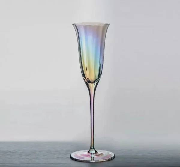 Home Light Luxury Retro Flower Wine Glasses Champagne Cup Set Crystal Goblet Glass Cocktail Glass Martini Cup Ribbed Pink Green - Image 12