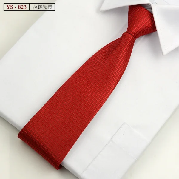 Formal 8CM Korean Zipper Tie for Men's Business Stripe Professional Dress Groom Wedding Tie - Image 12