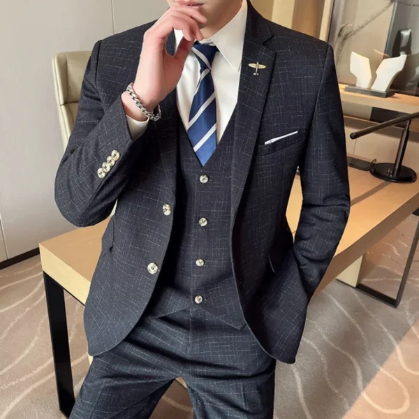 High Quality Men's Wedding Suit (suit + Vest + Trousers) Fashion Business Professional Suit Best Man Groom Wedding 3/2 Piece Set - Image 3