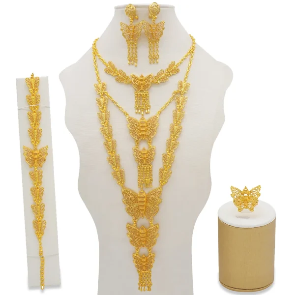 Dubai Jewelry Sets Gold Color Necklace & Earring Set For Women African France Wedding Party Jewelery Ethiopia Bridal Gifts - Image 23