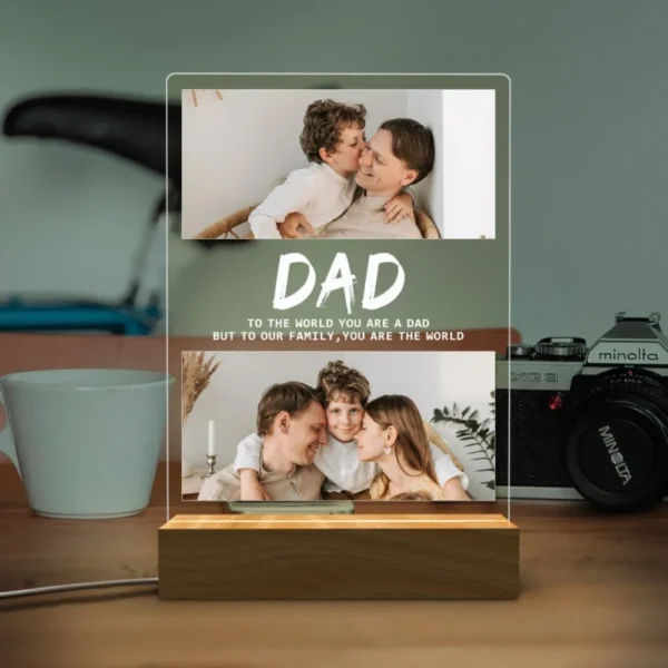 Personalized Photo Night Light Fathers Day Gifts Personalized Gifts Bedroom Lamp Gift for Dad Best Dad Ever Custom Name Light - Image 2