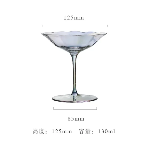 Home Light Luxury Retro Flower Wine Glasses Champagne Cup Set Crystal Goblet Glass Cocktail Glass Martini Cup Ribbed Pink Green - Image 17