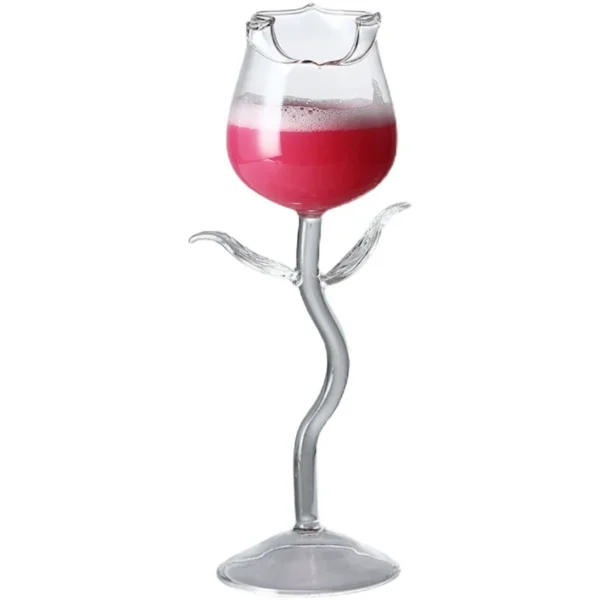 Creative Elegant Champagne Flute Clear Transparent Rose Shape Glass Goblet Glassware Red Wine Cocktail Glasses Cup for Wedding - Image 5