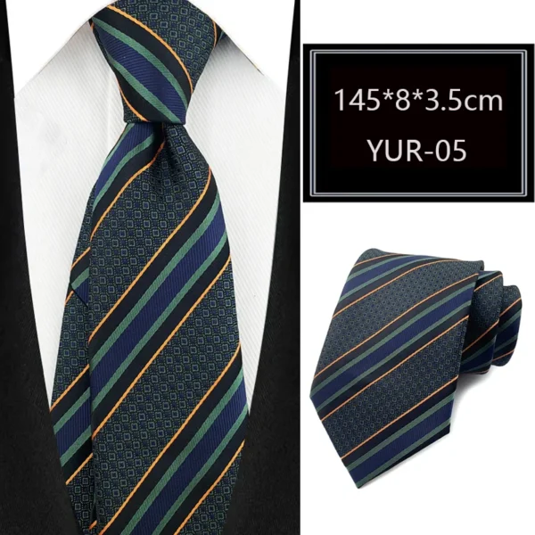 Luxury 8CM Mens Necktie Stripes Striped Tie For Man Groom Jacquard Woven Neck Tie For Business Wedding Party - Image 2