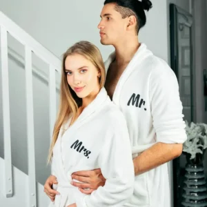 Custom Plush Bathrobe Personalized Terry Robe Bride Groom Customized Mens Bathrobes Valentines Gifts Robes for Couple Bath Robes