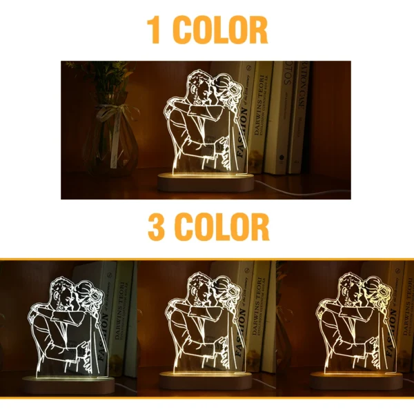 Personalized 3D Photo Lamp Custom Photo And Text Customized Valentine's Day Wedding Anniversary Birthday 3D Night Light Gifts - Image 5