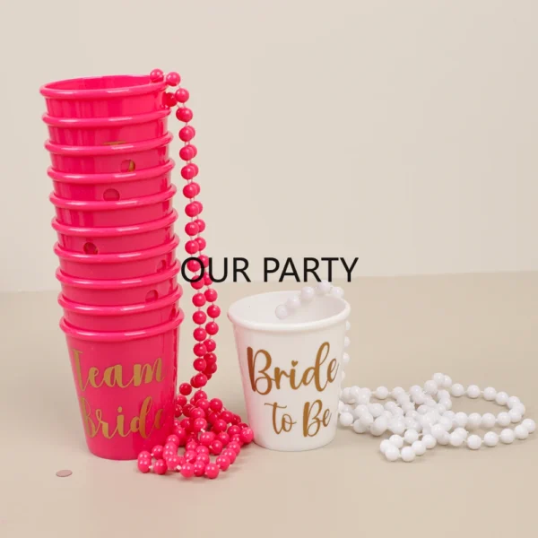 11Pcs Team Bride Drinking Cups Necklace Groom Bride To Be Shot Glasses for Bridal Shower Wedding Bachelorette Party Decoration - Image 4