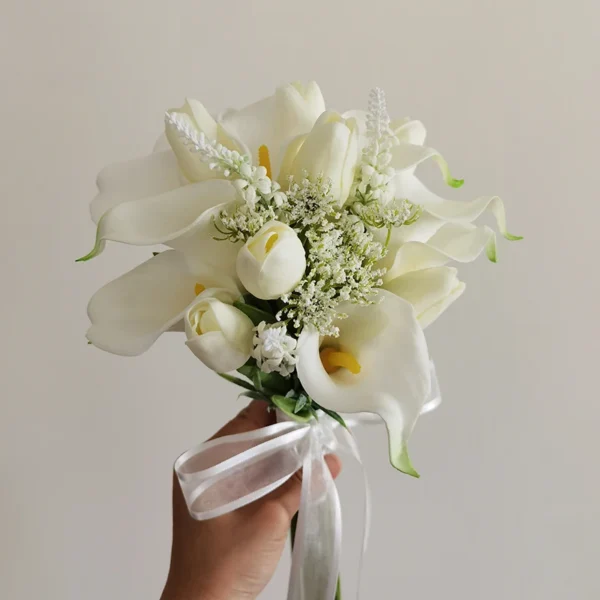 Wedding Bouquet Artificial Calla Lily Hand Bouquet Bridal Holding Flowers for Bridesmaid Wedding Flowers Bridal Accessories - Image 3