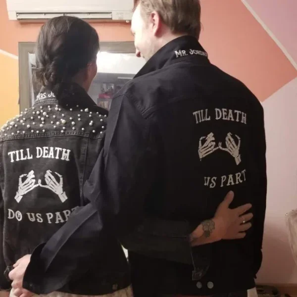 Bride and Groom Matching Wedding Jackets | Till Death Do Us Part | Groom Jacket | Bride Jacket | Wedding Day Matching Jacket - Image 5