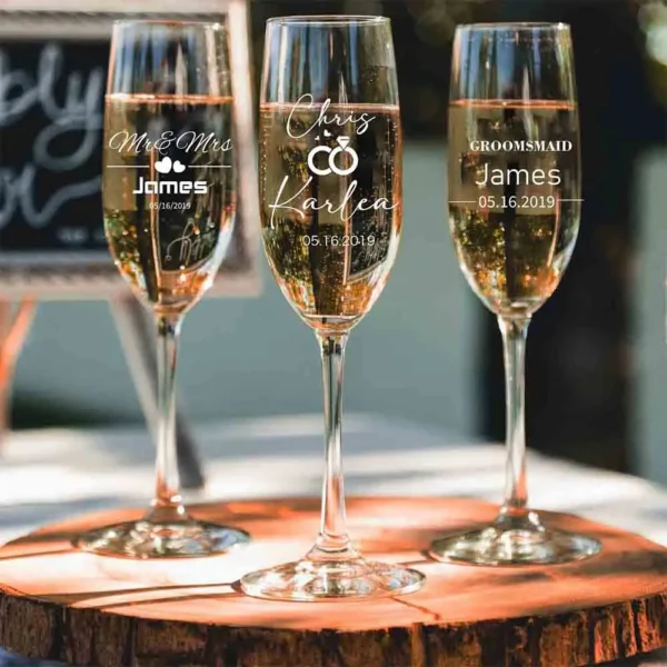 2Pcs Personalized Mrs and Mr Champagne Flute Party Wine Glass Engagement and Anniversary Gift New Years Celebration - Image 2