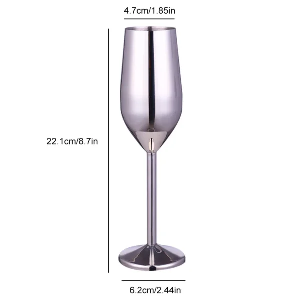 220ml Stainless Steel Champagne Flute Glass Unbreakable Wine Cup Gold Silver Cocktail Glass Metal Flute Home Bar Party Supplies - Image 9