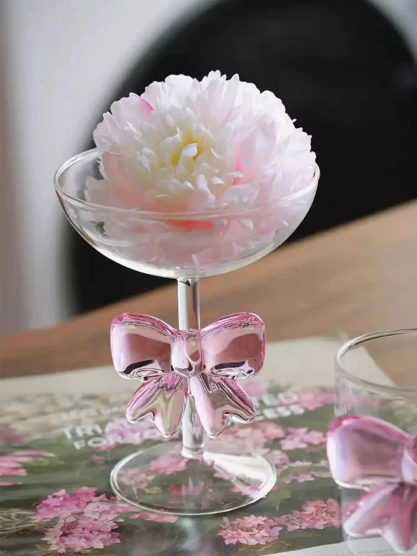 Pink Big Bow Series Glasses Cup  INS  Bow Handle Goblet Glass Cup Romantic Ritual Champagne Wine Glass Korean Style - Image 6