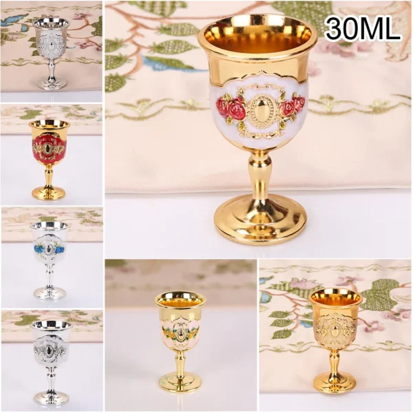 30ml Metal Wine Glasses Retro Wine Cup Goblet Vintage European Style Champagne Cocktail Glasses Bar Home Decor Drinkware - Image 2