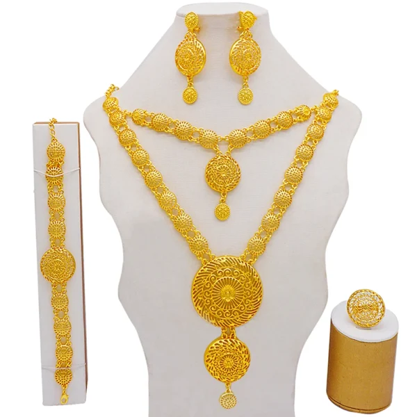 Dubai Jewelry Sets Gold Color Necklace & Earring Set For Women African France Wedding Party Jewelery Ethiopia Bridal Gifts - Image 29