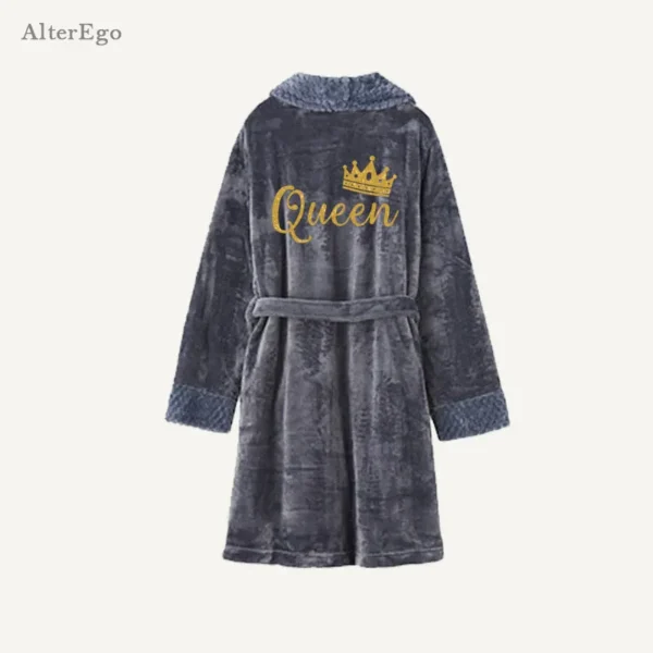 Custom Couple Bathrobe Personalized Wedding Bathrobe Flannel Anniversary King Queen Robes Honeymoon Mr Gift Bride And Groom Gift - Image 21