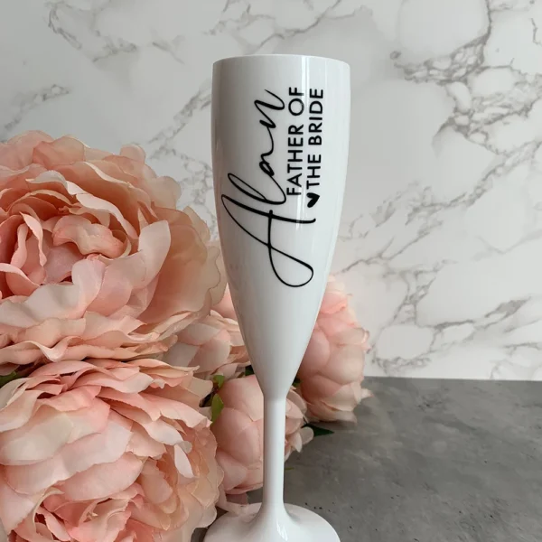 Personalised White Plastic Champagne Flute Wedding Proposal Reception Flutes Bachelorette Party Bride Tribe Gift - Image 4