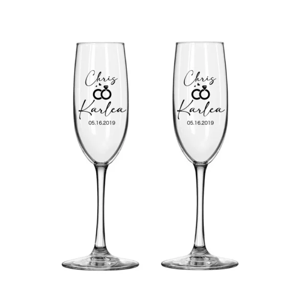 2Pcs Personalized Mrs and Mr Champagne Flute Party Wine Glass Engagement and Anniversary Gift New Years Celebration - Image 19