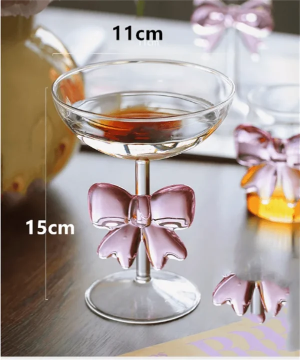 Pink Big Bow Series Glasses Cup  INS  Bow Handle Goblet Glass Cup Romantic Ritual Champagne Wine Glass Korean Style - Image 12