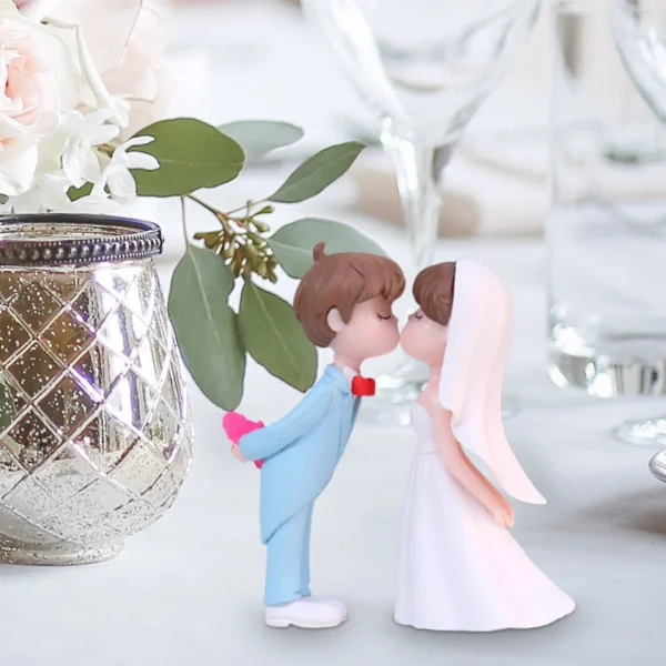 1Pair Kissing Couple Statue Cake Decoration Ornament Wedding Cake Topper Decoration Supplies Bride And Groom Figurines - Image 3