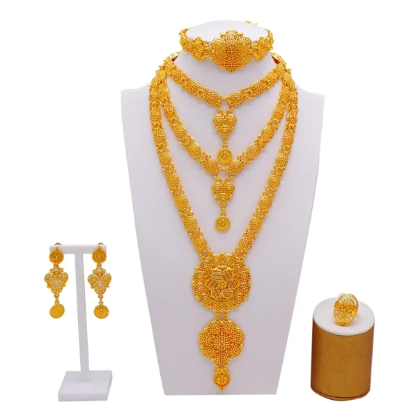 Dubai Jewelry Sets Gold Color Necklace & Earring Set For Women African France Wedding Party Jewelery Ethiopia Bridal Gifts - Image 34