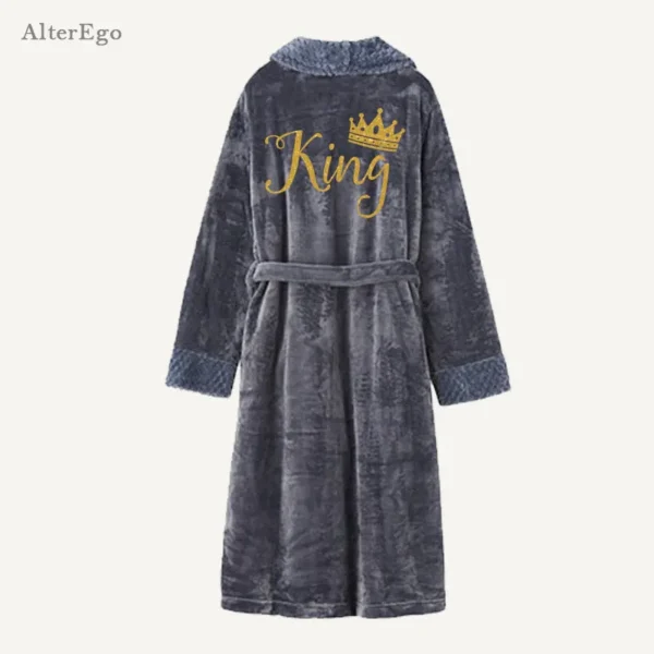 Custom Couple Bathrobe Personalized Wedding Bathrobe Flannel Anniversary King Queen Robes Honeymoon Mr Gift Bride And Groom Gift - Image 13