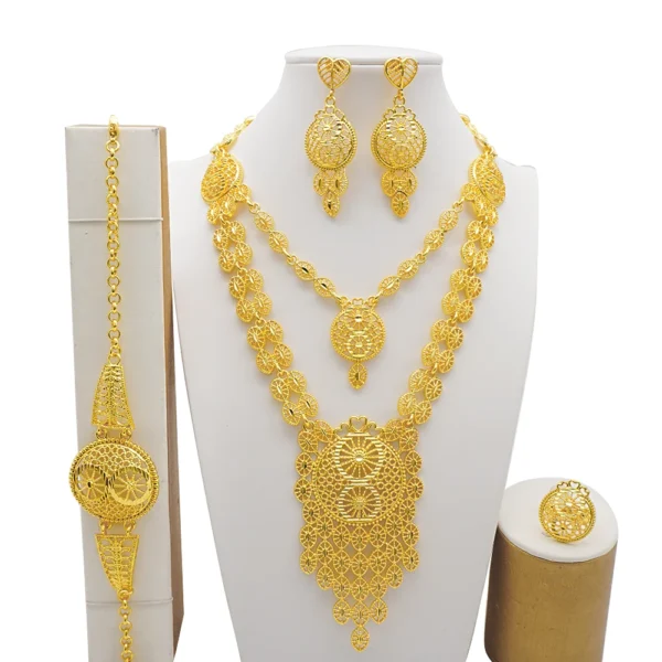 Dubai Jewelry Sets Gold Color Necklace & Earring Set For Women African France Wedding Party Jewelery Ethiopia Bridal Gifts - Image 30