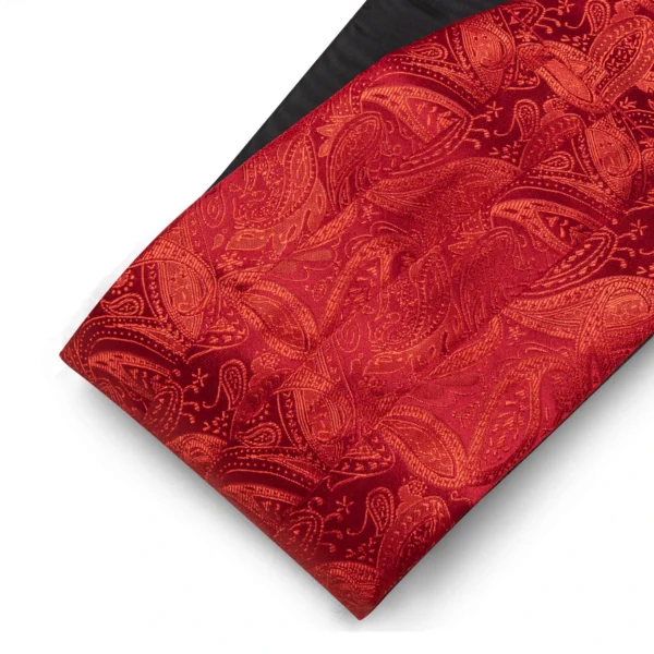 Wedding Red Silk Cummerbund For Men Exquisite Paisley Bowtie Handkerchief Cufflinks Sets Groom Party Business Barry.Wang 1070 - Image 5