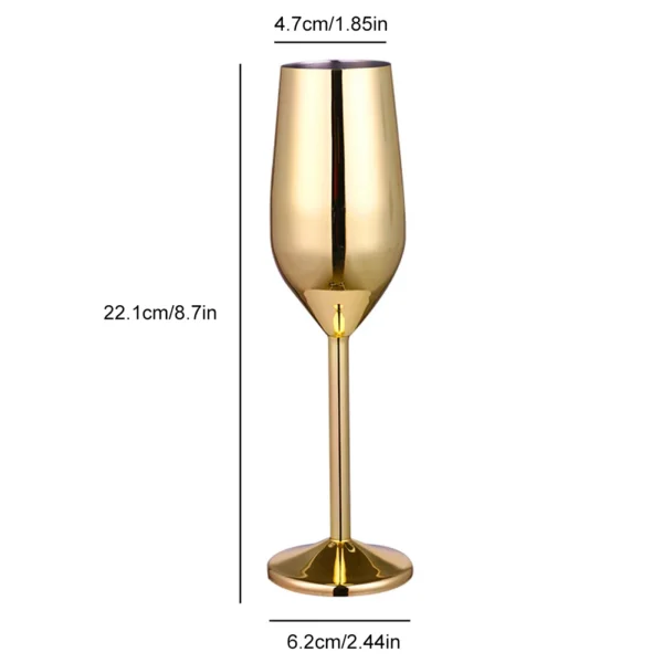 220ml Stainless Steel Champagne Flute Glass Unbreakable Wine Cup Gold Silver Cocktail Glass Metal Flute Home Bar Party Supplies - Image 8