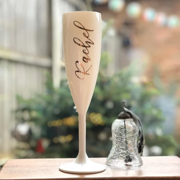 Personalised Champagne Flute White Prosecco Glass Custom Bridesmaid Wine Cup Party Acrylic Goblet Bride Holiday Gifts for Her