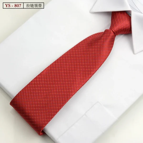 Formal 8CM Korean Zipper Tie for Men's Business Stripe Professional Dress Groom Wedding Tie - Image 23