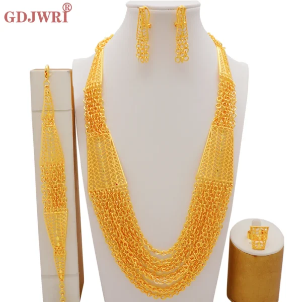 Dubai Jewelry Sets Gold Color Necklace & Earring Set For Women African France Wedding Party Jewelery Ethiopia Bridal Gifts - Image 41