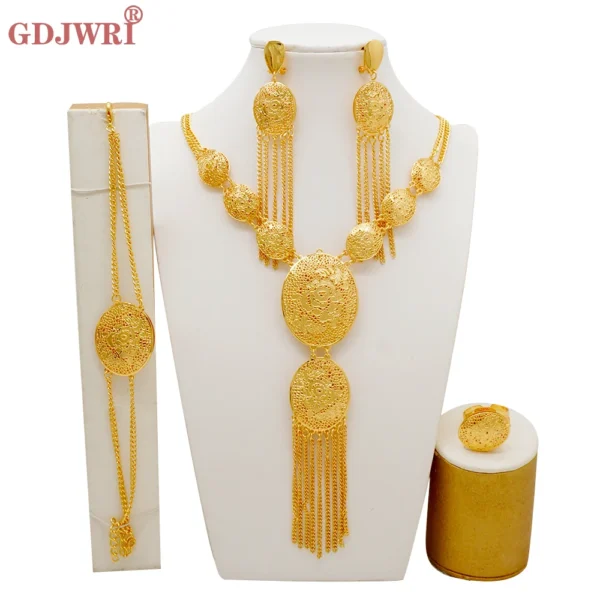 Dubai Jewelry Sets Gold Color Necklace & Earring Set For Women African France Wedding Party Jewelery Ethiopia Bridal Gifts - Image 45