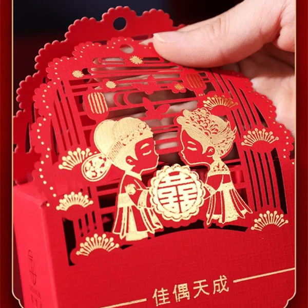 50pcs Big Red Chinese Wedding Candy Box with Tassels Traditional Engagement Decor Gift Box Bride and Groom Wedding Favor Boxes - Image 4