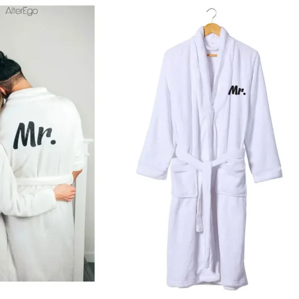 Custom Plush Bathrobe Personalized Terry Robe Bride Groom Customized Mens Bathrobes Valentines Gifts Robes for Couple Bath Robes - Image 14