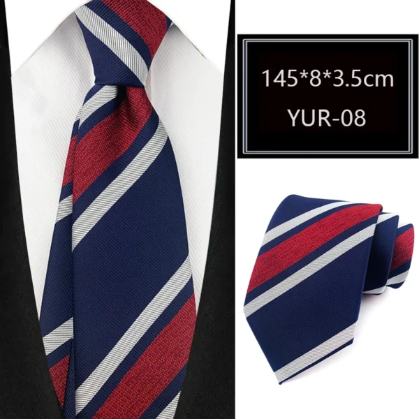 Luxury 8CM Mens Necktie Stripes Striped Tie For Man Groom Jacquard Woven Neck Tie For Business Wedding Party - Image 13