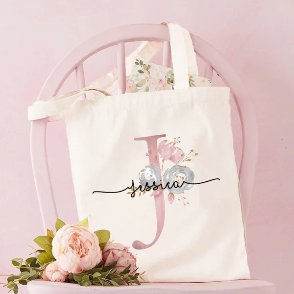 Personalized Bridesmaid Tote Bags Maid of Honor Custom Name  Handbag Bridal Bachelorette Party Gifts Bride Wedding Shoulder Bag - Image 2