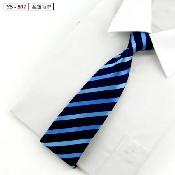 Formal 8CM Korean Zipper Tie for Men's Business Stripe Professional Dress Groom Wedding Tie - Image 6