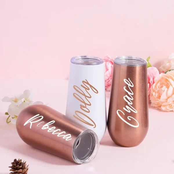 6oz Personalized Champagne Flute Custom Bridesmaid Tumbler Stainless Steel Swig Tumbler Bridal Party Bridesmaid Proposal Gift - Image 3