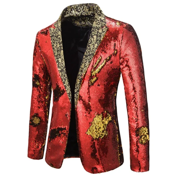 Men Blazer Shiny Sequin Shawl Collar suit Men Wedding Groom Singer Prom Glitter Suit Jacket DJ Club Stage Men suit - Image 6