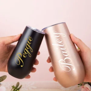 6oz Personalized Champagne Flute Custom Bridesmaid Tumbler Stainless Steel Swig Tumbler Bridal Party Bridesmaid Proposal Gift