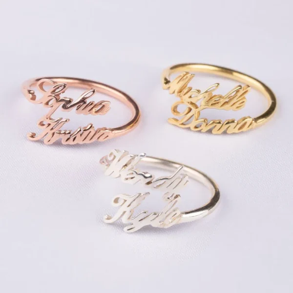 Custom Double Names Rings Stainless Steel Jewelry Women Personalized Open Adjustable Gold Rings Couple Wedding Anniversary Gifts - Image 6