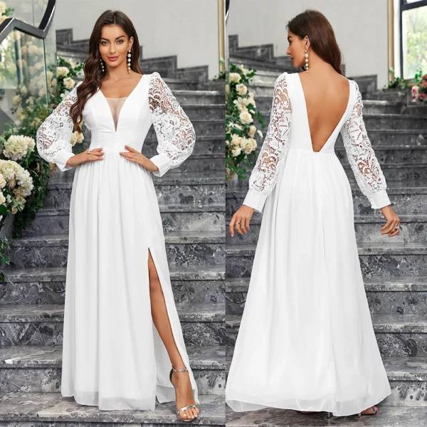 Long Sleeves Lace Bridal Gown Romantic Boho Jersey Wedding Dress Exquisite Casual Bridal Dress Vestido De Noiva - Image 7