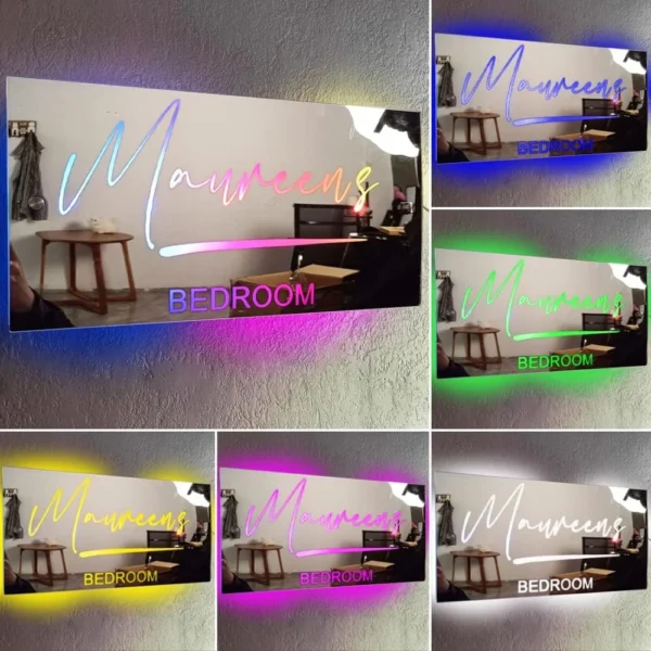 Personalized Name Mirror Light For Bedroom LED Light Up Mirror for Wall Custom Photo Christmas Valentine's Day  Wedding Gifts - Image 2