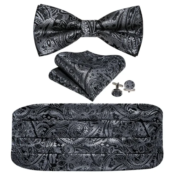 Wedding Red Silk Cummerbund For Men Exquisite Paisley Bowtie Handkerchief Cufflinks Sets Groom Party Business Barry.Wang 1070 - Image 9