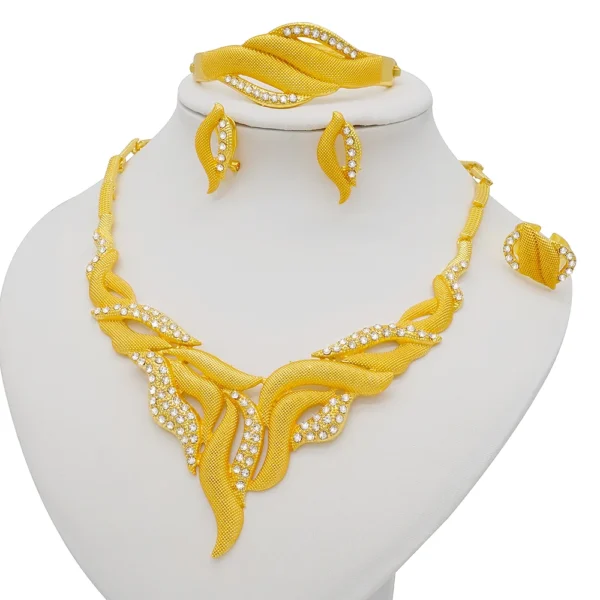 Dubai Jewelry Sets Gold Color Necklace & Earring Set For Women African France Wedding Party Jewelery Ethiopia Bridal Gifts - Image 16